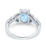 Oval Natural Stone Leaf Design Beaded Ring