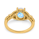 Oval Natural Stone Leaf Design Beaded Ring