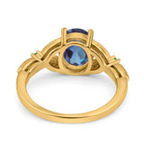 Oval Natural Stone Leaf Design Beaded Ring