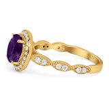 Round Natural Stone Halo Ring