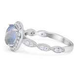 Round Natural Stone Halo Ring