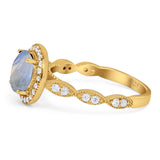 Round Natural Stone Halo Ring