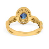 Oval Natural Stone Split Shank Twisted Ring