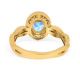 Oval Natural Stone Split Shank Twisted Ring
