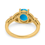 Oval Natural Stone Leaf Design Wedding Ring