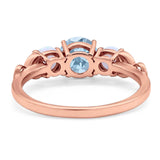 Three Stone Round Natural Stone Ring