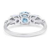 Three Stone Round Natural Stone Ring