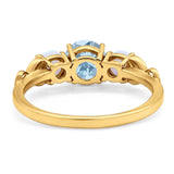 Three Stone Round Natural Stone Ring
