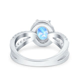 Halo Split Shank Oval Natural Stone