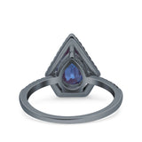 Pear Teardrop Natural Stone Halo Ring