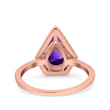 Pear Teardrop Natural Stone Halo Ring