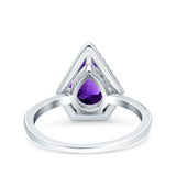 Pear Teardrop Natural Stone Halo Ring