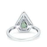 Pear Teardrop Natural Stone Halo Ring