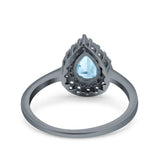 Pear Teardrop Natural Stone Halo Ring