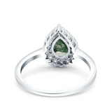Pear Teardrop Natural Stone Halo Ring