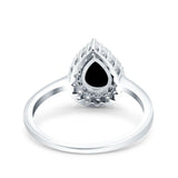 Pear Teardrop Natural Stone Halo Ring