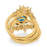 Three Piece Round Natural Stone Cocktail Ring