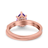 Two Piece Pear Teardrop Natural Stone Ring