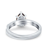 Two Piece Pear Teardrop Natural Stone Ring