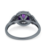 Art Deco Round Natural Stone Triquetra Ring