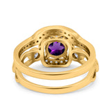 Two Piece Round Natural Stone Ring