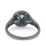 Art Deco Round Natural Stone Floral Ring