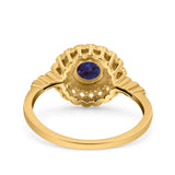 Floral Art Deco Round Natural Stone Ring