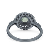 Floral Art Deco Round Natural Stone Ring