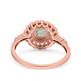 Floral Art Deco Round Natural Stone Ring
