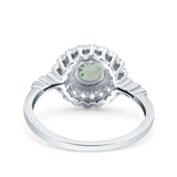 Floral Art Deco Round Natural Stone Ring