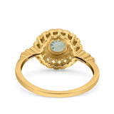 Floral Art Deco Round Natural Stone Ring