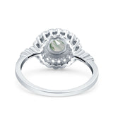 Floral Art Deco Round Natural Stone Ring