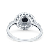 Floral Art Deco Round Natural Stone Ring