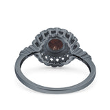 Floral Art Deco Round Natural Stone Ring