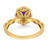 Oval Natural Stone Floral Halo Ring