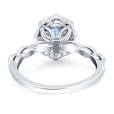 Oval Natural Stone Floral Halo Ring