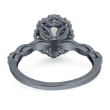 Oval Natural Stone Floral Halo Ring