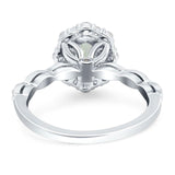 Oval Natural Stone Floral Halo Ring