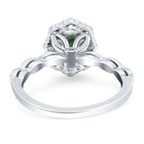Oval Natural Stone Floral Halo Ring