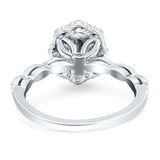 Oval Natural Stone Floral Halo Ring