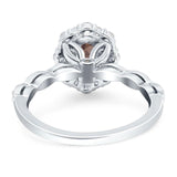 Oval Natural Stone Floral Halo Ring