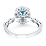 Oval Natural Stone Floral Halo Ring