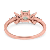 Art Deco Round Natural Stone Floral Ring