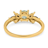 Art Deco Round Natural Stone Floral Ring