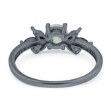 Art Deco Round Natural Stone Floral Ring