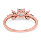 Art Deco Round Natural Stone Floral Ring