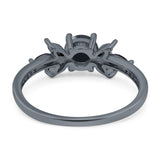 Art Deco Round Natural Stone Floral Ring