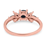 Art Deco Round Natural Stone Floral Ring