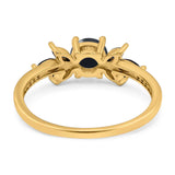Art Deco Round Natural Stone Floral Ring