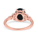 Art Deco Oval Natural Stone Wedding Ring